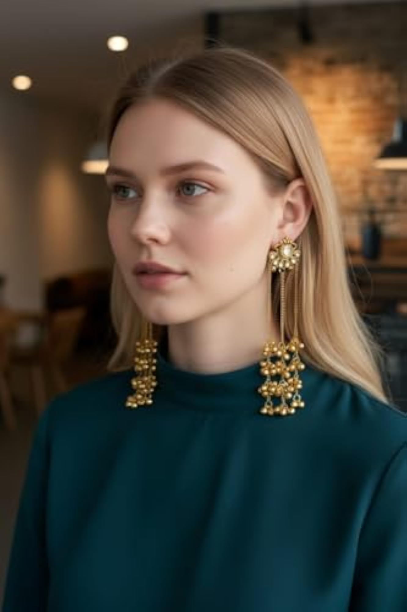 Traditional Long Kashmiri Dangle Earrings for Women